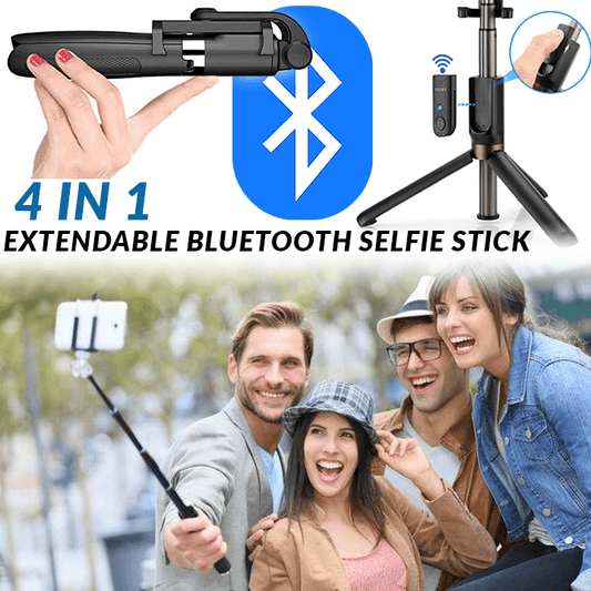 4 in 1 Extendable Bluetooth Selfie Stick Gadgets shopperpepper BLACK 
