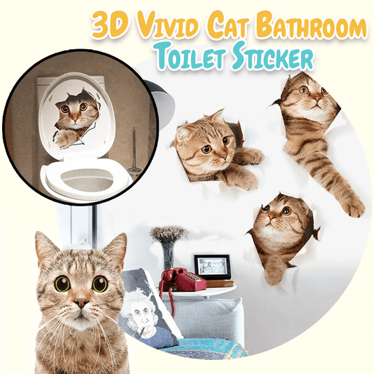 3D Vivid Cat Bathroom Toilet Sticker Home sheswish A 
