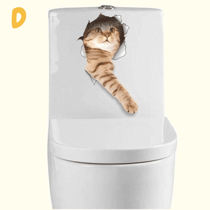 3D Vivid Cat Bathroom Toilet Sticker Home sheswish D 