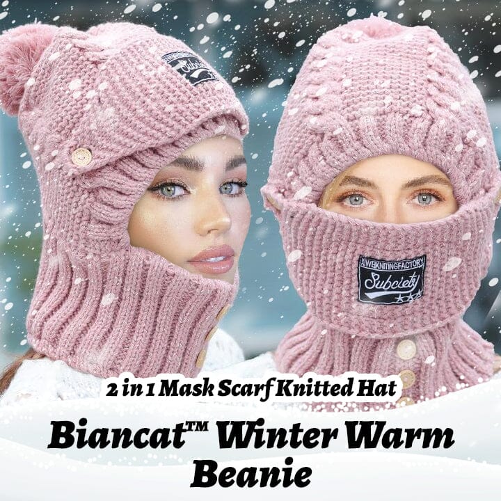 Biancat™ Winter Warm Beanie - 2 in 1 Mask Scarf Knitted Hat (🔥Winter Hot Sale🔥) English SLZC 